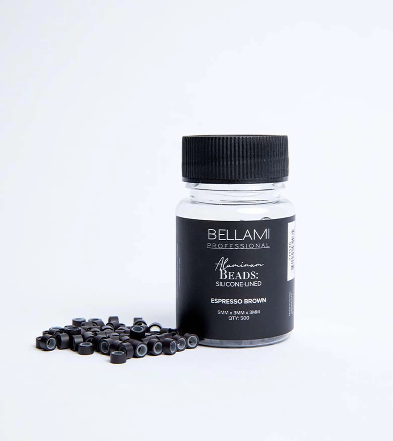 Aluminum Beads Color Silicone-Lined (Volume Weft/Hand-Tied Weft), Espresso Brown 5mm x 3mm x 3mm