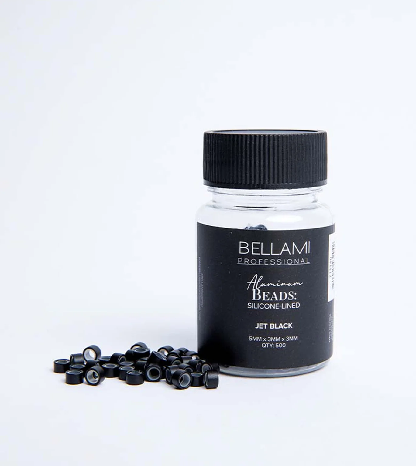 Aluminum Beads Colored Silicone-Lined, Jet Black Natural 5mm x 3mm x 3mm
