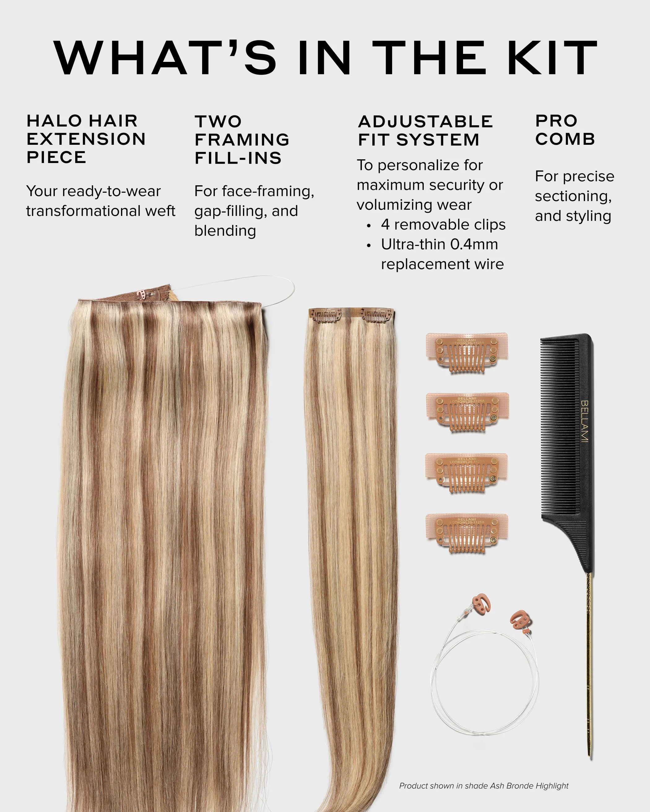 Halo Pro Extensions Kit, Ash Bronde #21/60/16 Highlight - Image 5