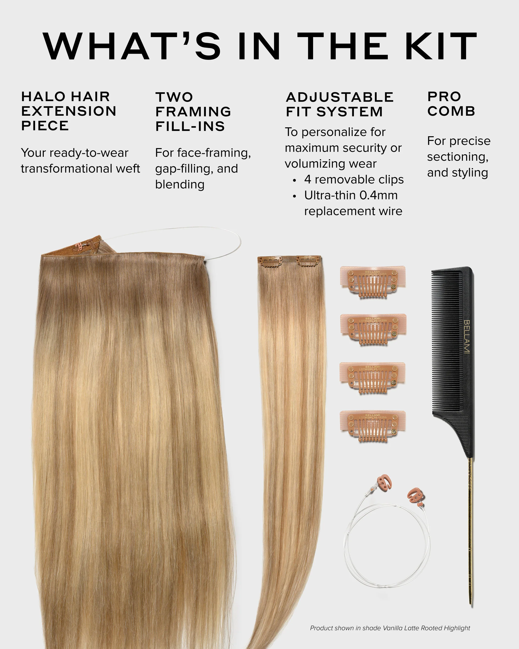Halo Pro Extensions Kit, Ash Brown/Ash Blonde #8/60 Balayage - Image 4