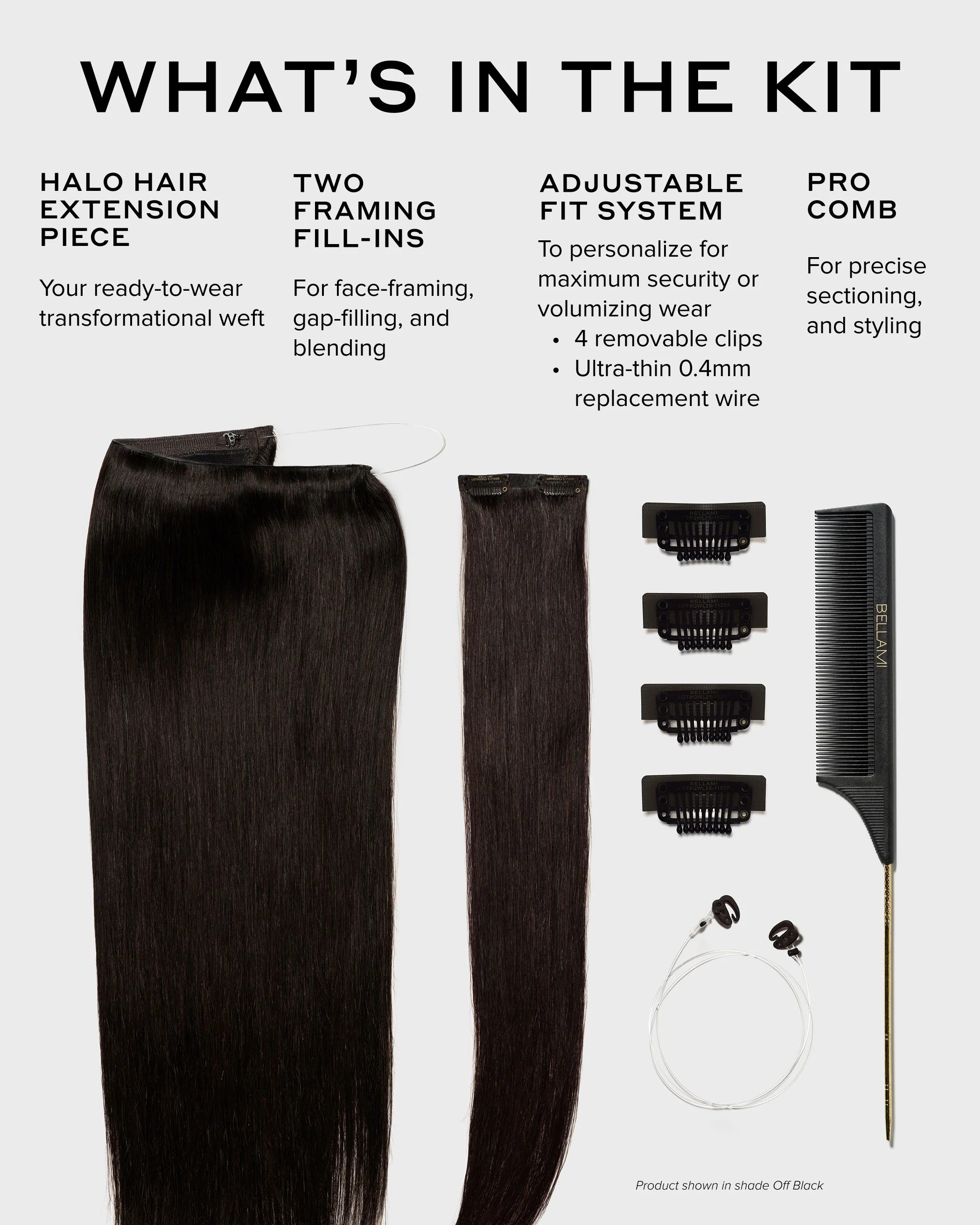 Halo Pro Extensions Kit, Jet Black #1 Natural - Image 4