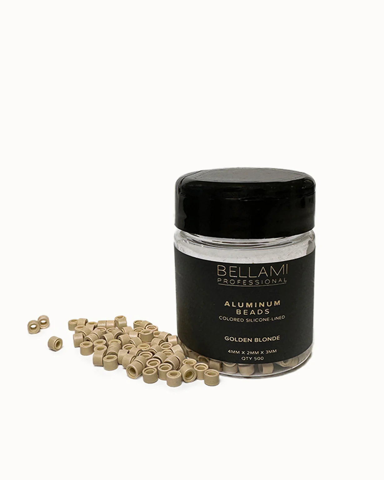 Micro Aluminum Beads Silicone-Lined, Golden Blonde 4mm x 2mm x 3mm