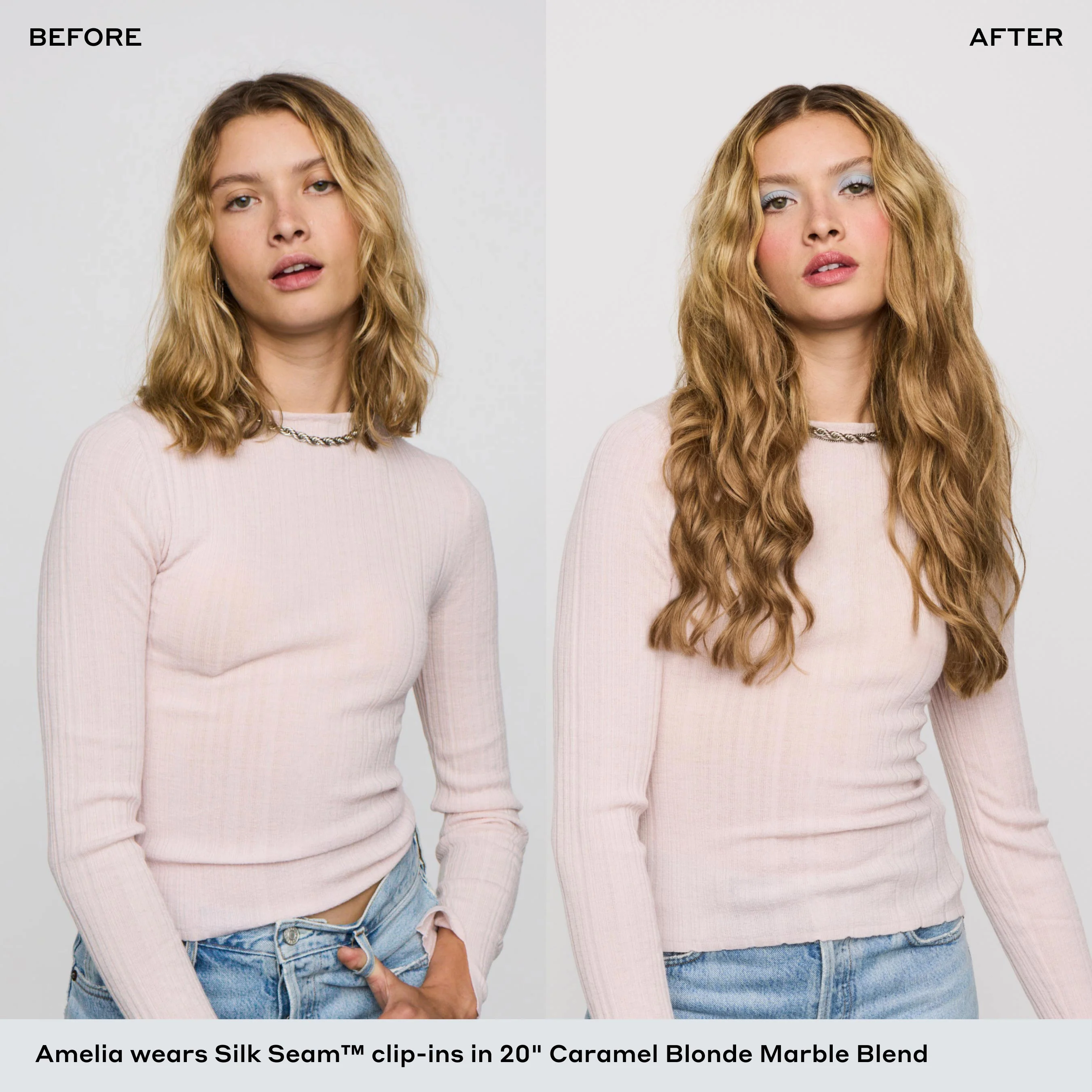 Silk Seam™ Clip-In, Caramel Blonde #18/46 Marble Blends - Image 4