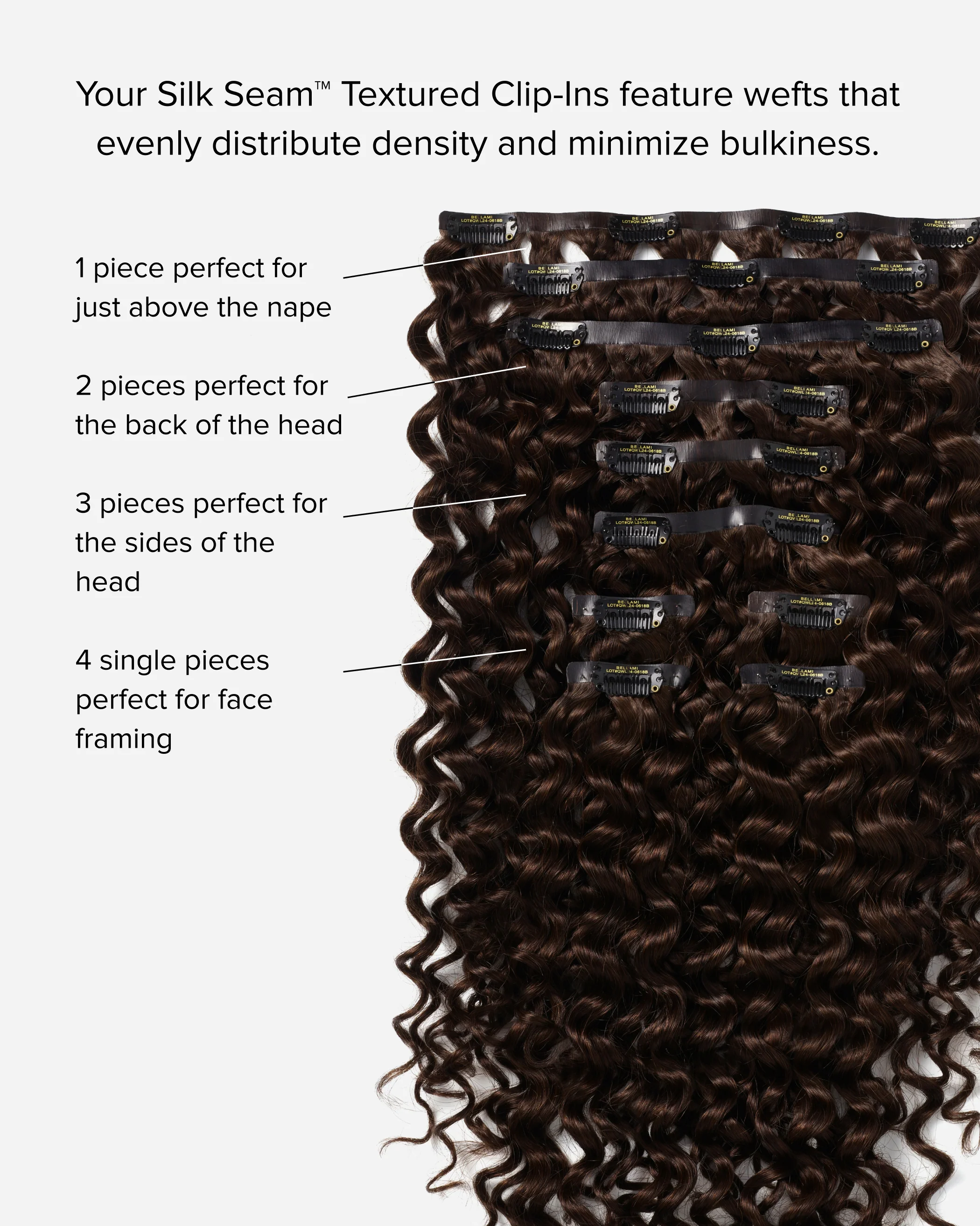 Silk Seam™ Textured Clip-In, Chocolate Brown #4 Natural 3A - Image 5