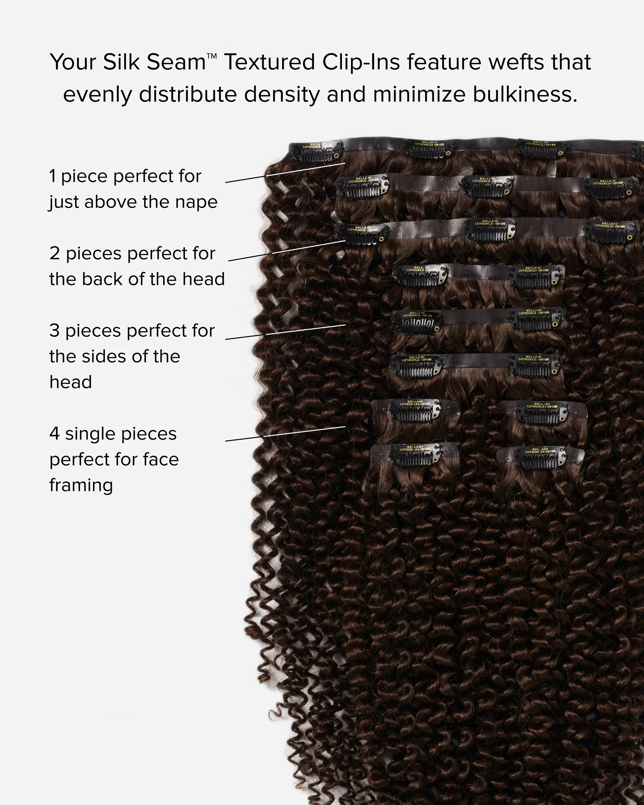 Silk Seam™ Textured Clip-In, Dark Brown/Ash Brown #2/8 Ombre 3C - Image 4