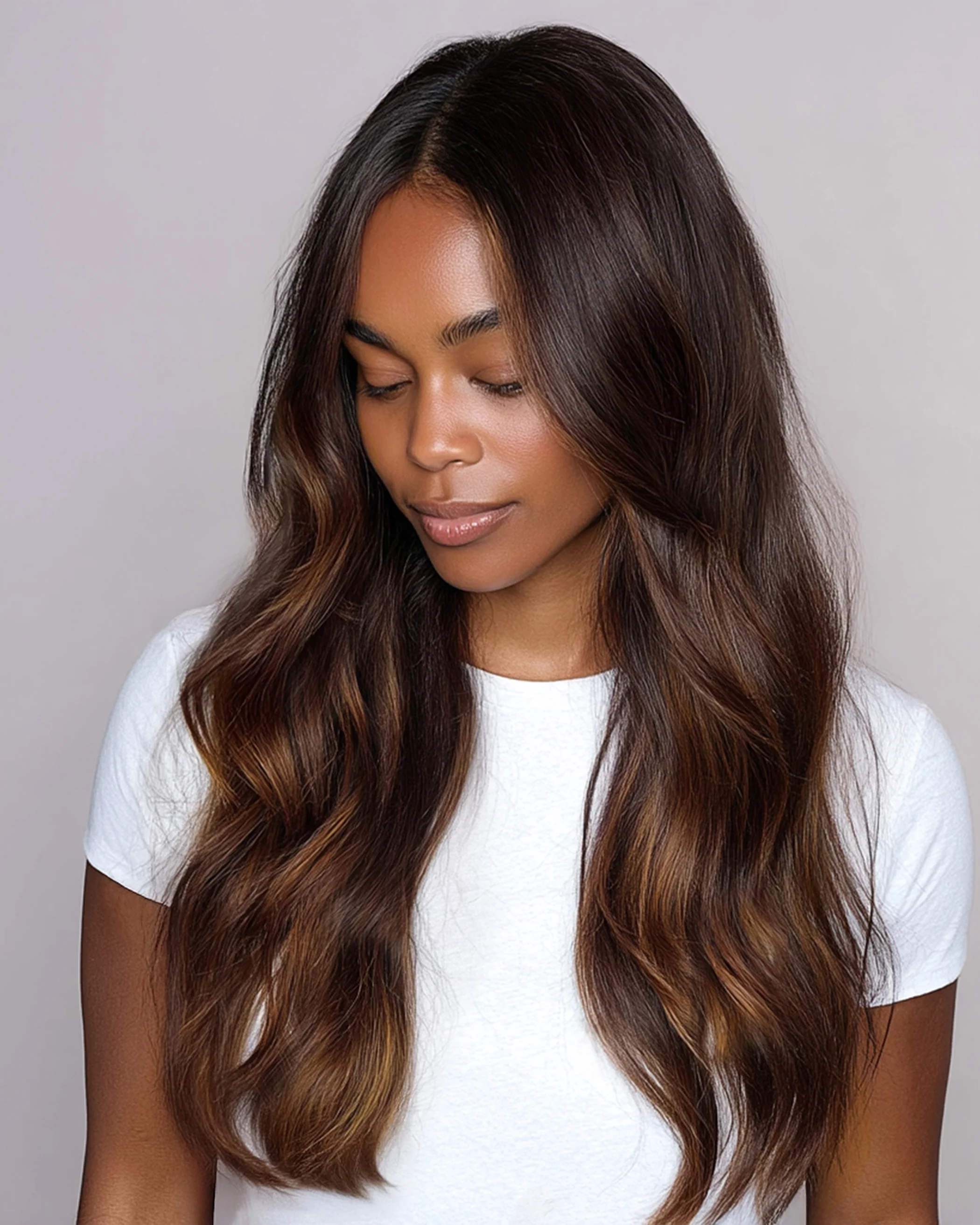 Silk Seam™ Clip-In, Dark Honey Cocoa Highlight