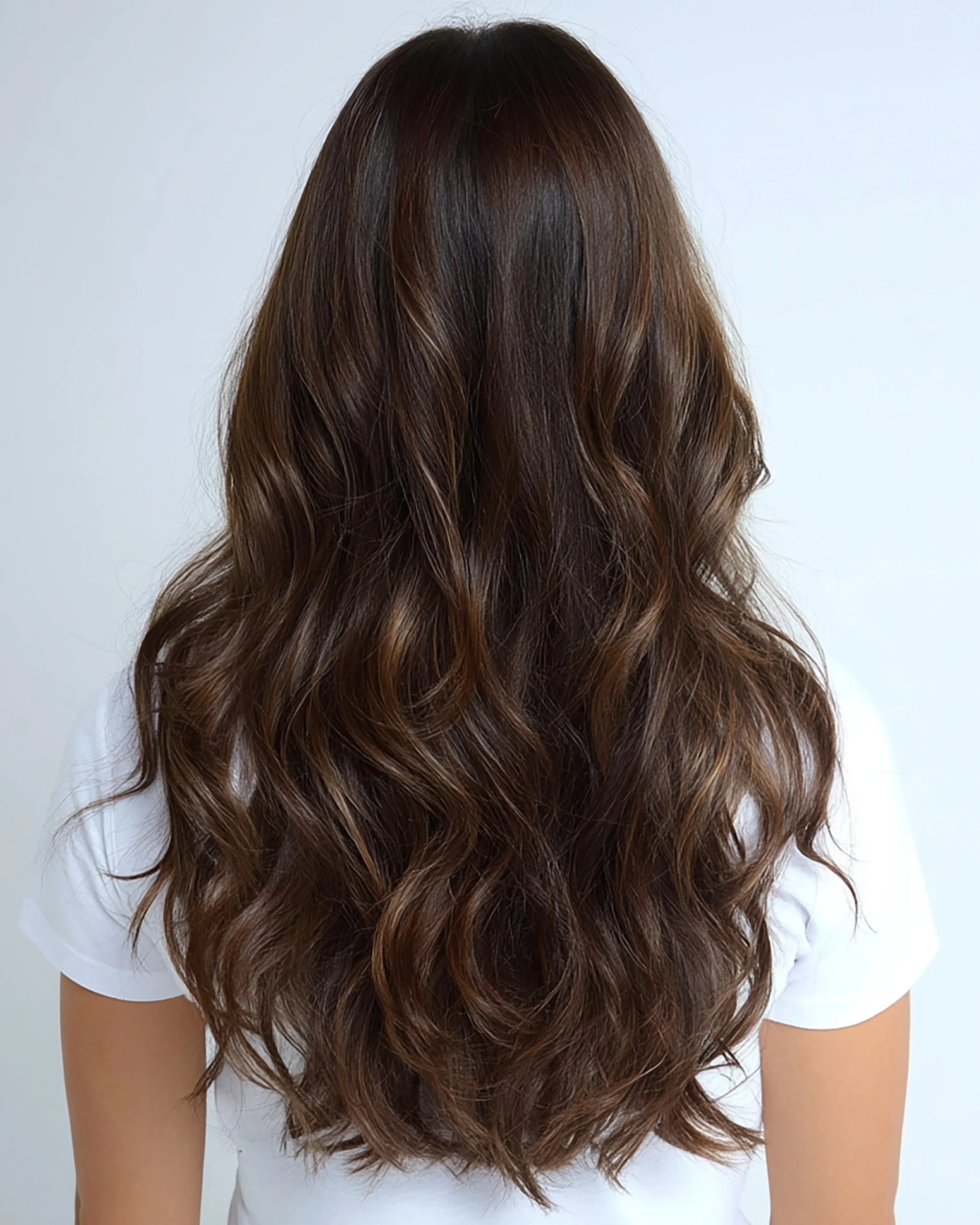 Silk Seam™ Clip-In, Mochachino Chocolate/Dark Honey Rooted Highlight - Image 3