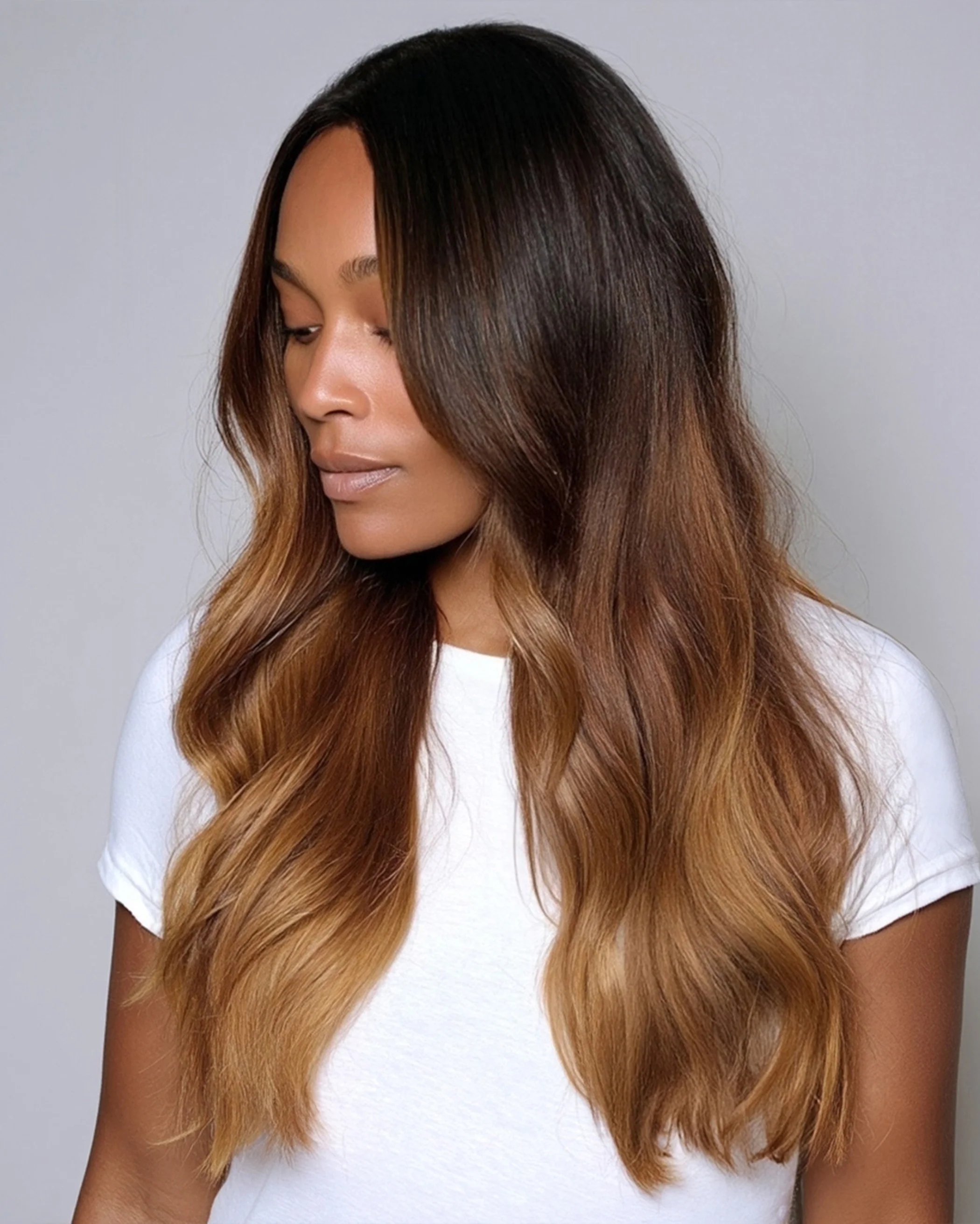 Silk Seam™ Clip-In, Off Black/Almond Brown #1B/7 Rooted - Image 5