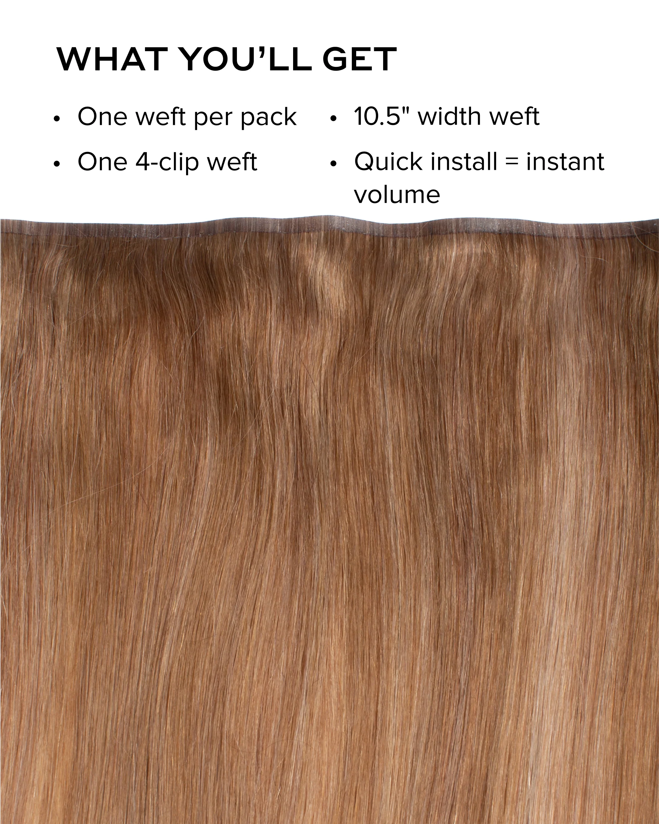 Silk Seam™ Volumizing Weft Clip-In, Bronzed Caramel #6/18/8/60 Marble Blends - Image 2