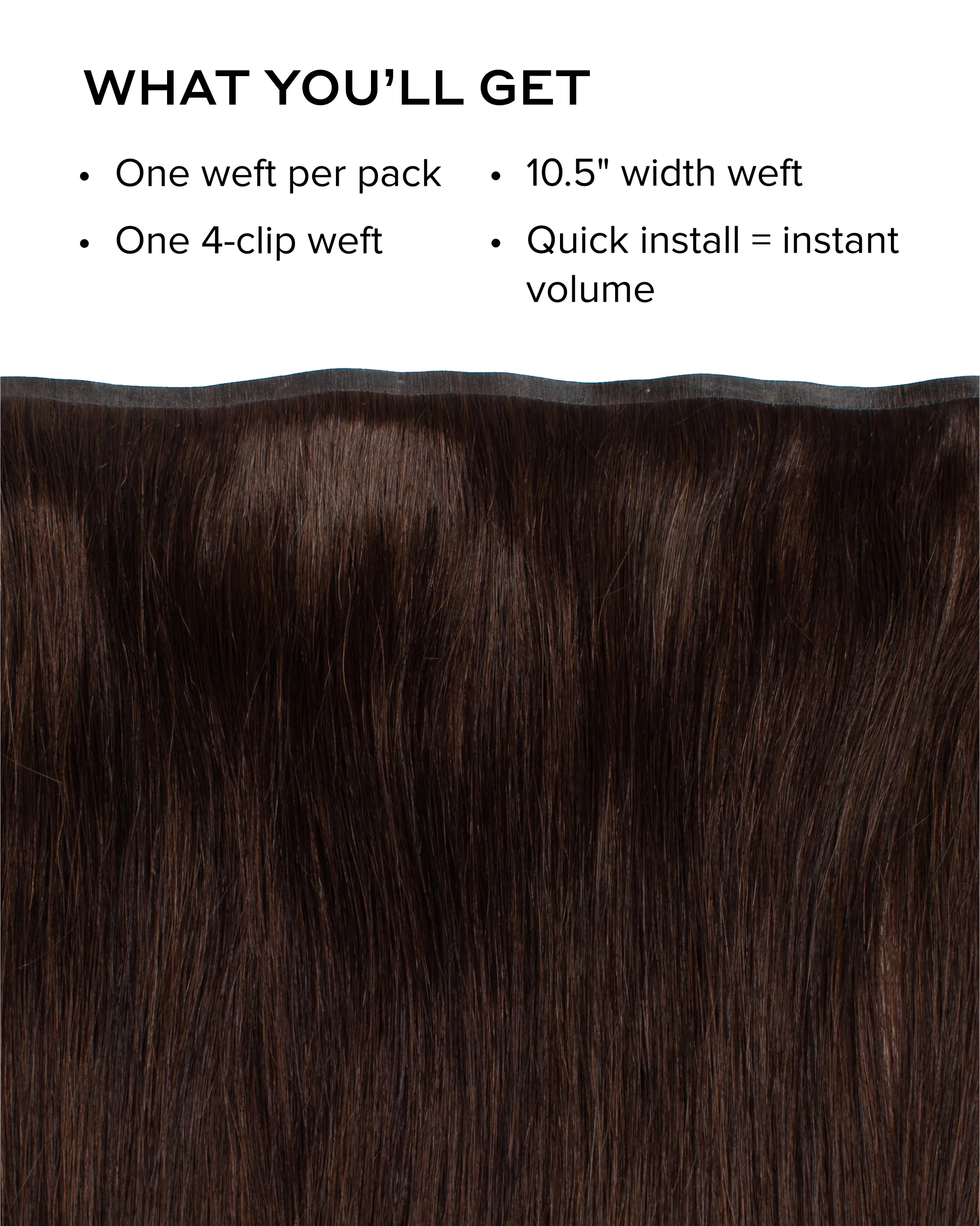 Silk Seam™ Volumizing Weft Clip-In, Dark Brown #2 Natural - Image 2