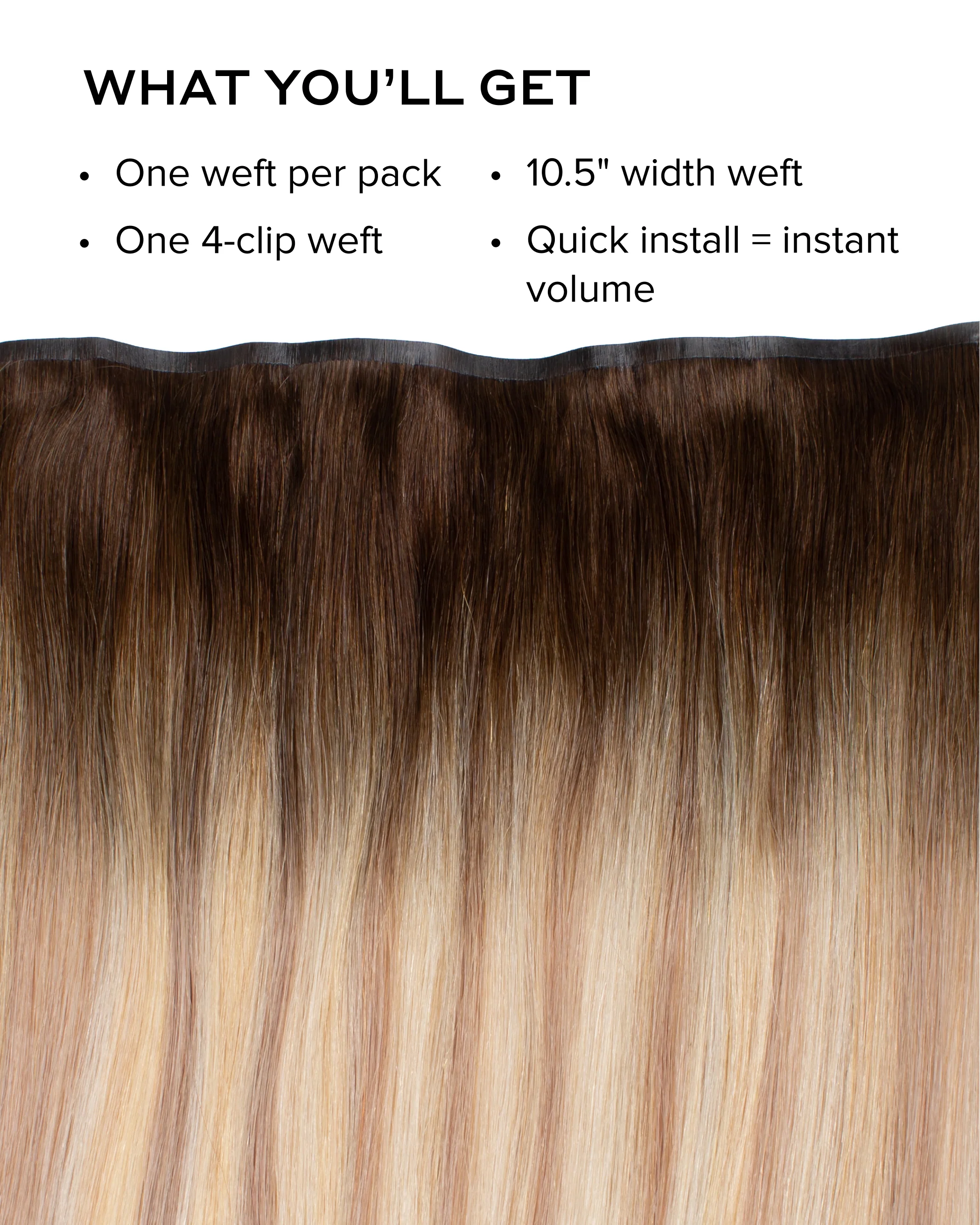 Silk Seam™ Volumizing Weft Clip-In, Mochachino Brown/Dirty Blonde #1C/18 Balayage - Image 2