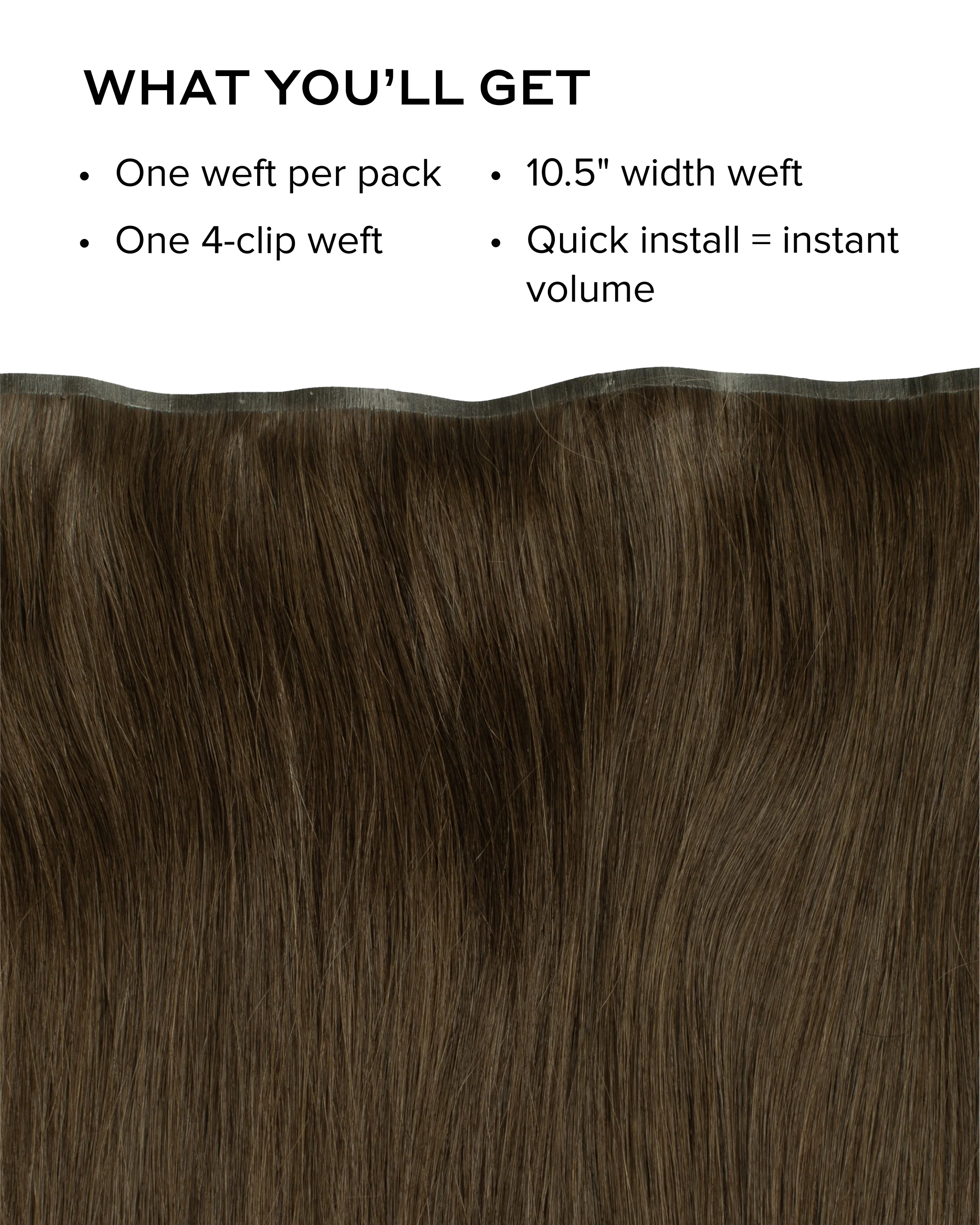 Silk Seam™ Volumizing Weft Clip-In, Walnut Brown #3 Natural - Image 2