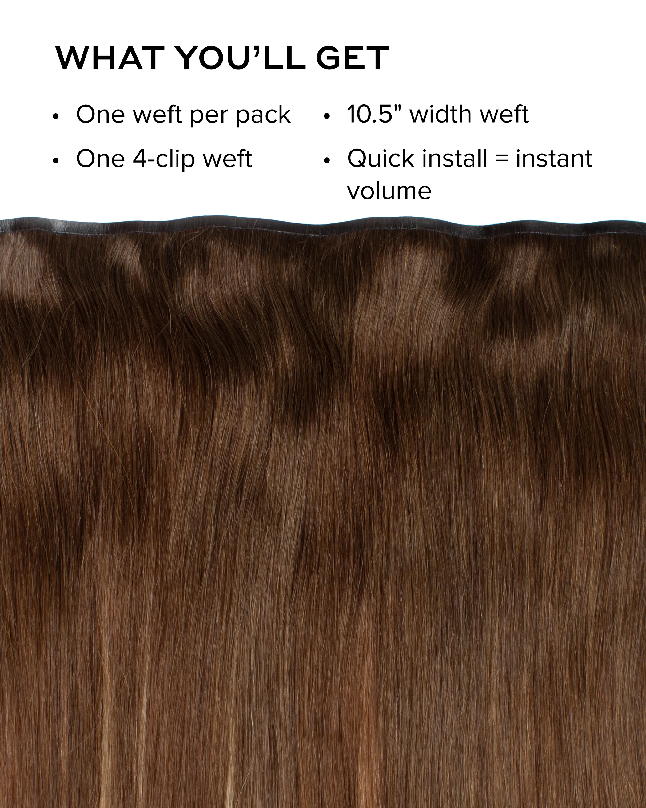 Silk Seam™ Volumizing Weft Clip-In, Warm Brown/Honey Blonde #17/24 Ombre - Image 2